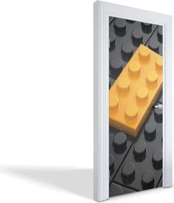 Produktbild von Türdeko Aufkleber Selbstklebende Wandsticker Personalisiert - Gelber LEGO Stein - 75 x 205 cm