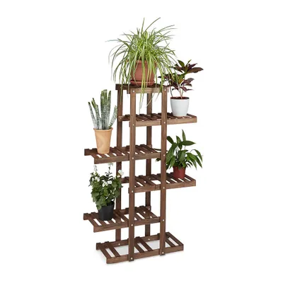 Produktbild von relaxdays Kvetinová polica z dreva tmavohnedá obdĺžniková 81,0 x 125,0 cm
