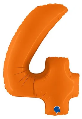 Produktbild von Folienballon Zahl 4, Mattorange, 102cm Grabo