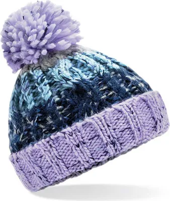 Produktbild von Beechfield B486b | Kinder Junior Corkscrew Pom Pom Beanie - Farbe: Lavender Fizz - Größe: One Size