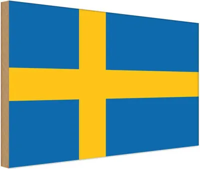 Produktbild von vianmo Holzschild 12x18 cm Schwedens Sweden Flagge Fahne Wappen