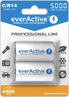 Produktbild von Akkus everActive Ni-MH R14 C 5000 mAh Professional Line