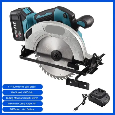 Obrázek produktu pro Akumulátorová kotoučová pila - Ruční kotoučová pila - Kotoučová pila - 20V - Kotouč o průměru 185 mm - Hloubka řezu 56 mm - Úhel řezu 0° až 45°