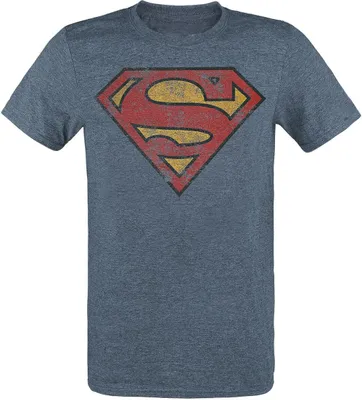 Produktbild von Superman T-Shirt Herren Logo blau meliert XL