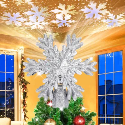 Produktbild von Funkelnder Weihnachtsbaumschmuck mit LED-Beleuchtung – Silber