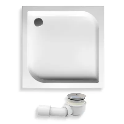 Zdjęcie produktu dla Brodzik Prysznicowy Kwadratowy 90x90x24 Akrylowy, Gładki | w zestawie - Syfon, odpływ ⌀50 mm + nogi (stelaż) | BADLAND TENOR