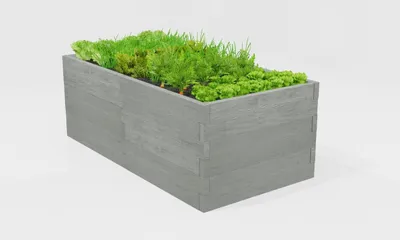 Produktbild von Beton Gemüsegarten form 1 Typ H-81cm - Modulares Hochbeet - Betongemüse in Holzoptik - Blumenkasten - Blumenbeet - 250 x 128 x 81 cm - Grau