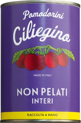 Immagine prodotto di Viani | Pomodorini ciliegino italiani, non pelati | Pomodorini ciliegino provenienti dalla regione Campania | Sapore fruttato e dolce | Vasetto da 400g