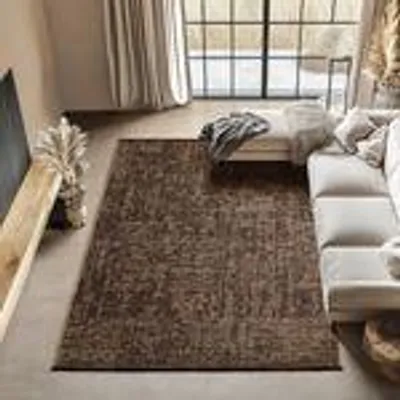 Produktbild von Boho Chenille Teppich Vintage Kelim Design, weich & stilvoll für Wohnzimmer, Schlafzimmer, Büro & Küche, Größe: 120 x 170 cm, Farbe: Braun