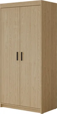 Produktbild von MIRJAN24 Eckkleiderschrank Elena 2D, Drehtürenschrank, Garderobe mit zwei Drehtüren und drei Schubladen, Kleiderstange (Farbe: Geölte Eiche)