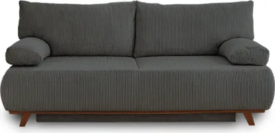 Image de Best Mobilier Cristal - canapé 3 places - convertible avec coffre - en velours côtelé , Gris foncé