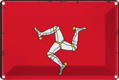 Produktbild von vianmo Blechschild 12x18 cm Isle of Man Dekoration Flagge Fahne Wappen
