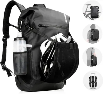 Produktbild von BAIGIO 3-in-1 Multifunktional Wasserdichte Fahrradtasche 22-25L Rucksack Schwarz
