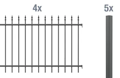 Produktbild von Alberts Zierzaun - Komplettset Chaussee, Höhe 100 cm, Länge 8 m, anthrazit, zum Einbetonieren