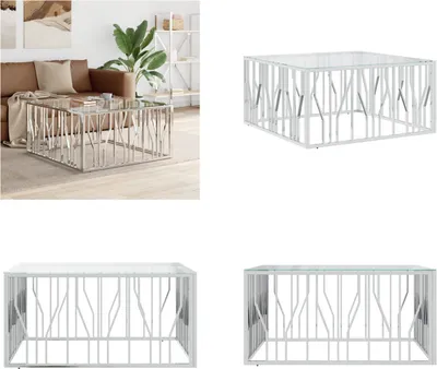 Produktbild von vidaXL Couchtisch 100x100x50 cm Edelstahl und Glas - Couchtisch - Couchtische - Beistelltisch - Sofatisch