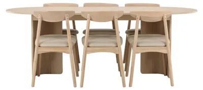 Image de Tyresö ensemble pour salle à manger table à manger blanchi 6 chaises noir.
