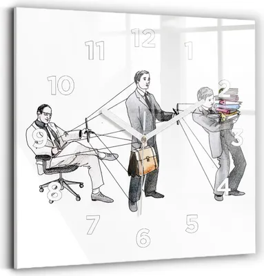 Produktbild von Wallfluent Wanduhr – Stilles Quarzuhrwerk - Uhr Dekoration Wohnzimmer Schlafzimmer Küche - Zifferblatt - weiße Zeiger - 30x30 cm - Marionettenspieler
