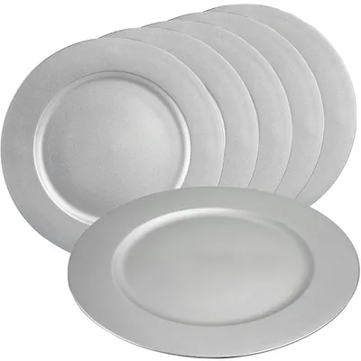 Produktbild von Platzteller Teller Deko Unterteller Hochzeit Weihnachten Ø 33cm - 6er Set silber