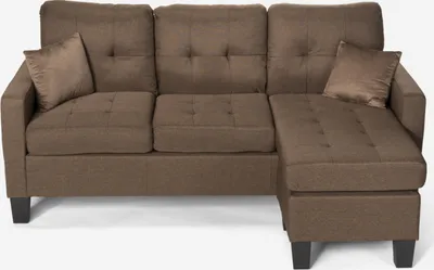 Produktbild von Modernes 3-Sitzer Ecksofa Pouf 2 Kissen Wohnzimmer Remissus - Braun
