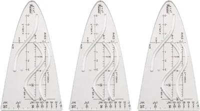 Productafbeelding van Paraboolsjablonen - Curve Liniaal - Wiskunde Tekenen - Flexibel Kunststof - 3 stuks - Transparant