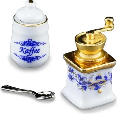 Immagine prodotto di Macinacaffè in miniatura e contenitore per alimenti "Cipolla dorata", decorazione per casa delle bambole