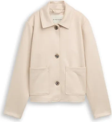 Produktbild von Tom Tailor Übergangsjacke Wildleder-Optik, leicht, knitterarm, mit Kragen und Knopfleiste