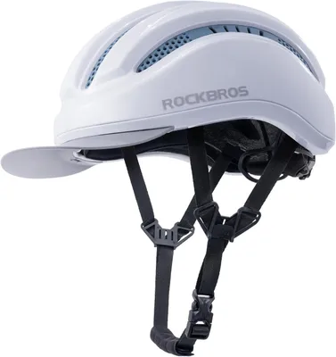 Productafbeelding van ROCKBROS Stadshelm voor dames en heren, met afneembaar vizier, ventilatie, wasbare binnenvoering, maat 54-60 cm, blauw