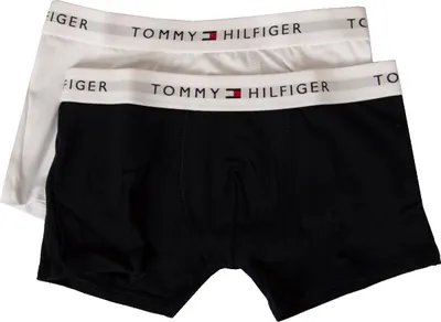 Obrázek produktu pro TOMMY HILFIGER chlapecké chlapecké boxerky 2-pack s viditelným elastickým logem výrobek UB0UB00549, 0WU White / desert sky, XS Věk 4 - 5 / cm 104 - 110, 95% bavlna, 5% Elastan
