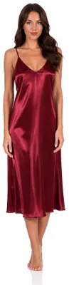 Produktbild von Damen Negligé Nachtwäsche Nachtkleid Dessous Satin; Weinrot M