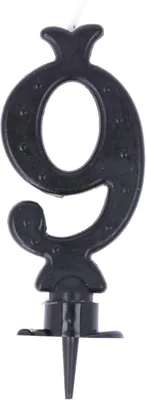 Immagine prodotto di Candeline per torta di compleanno, nere, numero 9