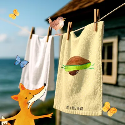 Produktbild von Mr. & Mrs. Panda Handtuch Avocado Yoga - Gelb Pastell - Geschenk, Klein, Bauch, Humor, Frotteetuch, Mini-Handtuch, badezimmer, Haha, Hilfe, Sport, Gäste-WC
