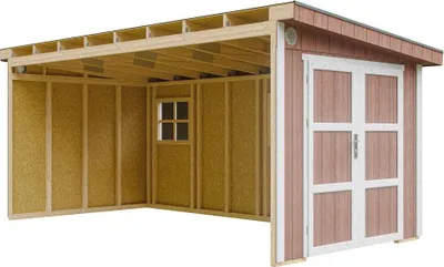 Produktbild von Gartenhaus  11,47 m² - H231x248x530 cm - Ohne Boden und Seitenwand – Timbela M940B-REDWOOD RED
