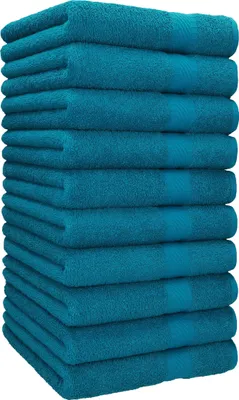 Produktbild von Betz Handtuch 10er Pack Handtücher Set Palermo Größe 50x100 cm 100% Baumwolle - gut trocknend, leichte Qualität - ideal für Sport, Strand - petrol
