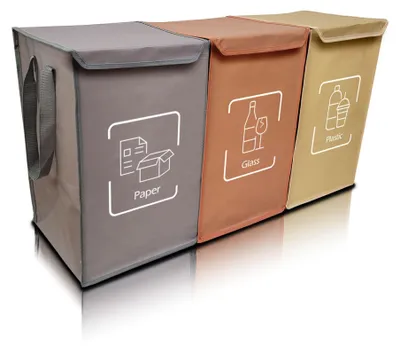 Image de Omgoods - Système de tri des déchets avec 3 compartiments et couvercle