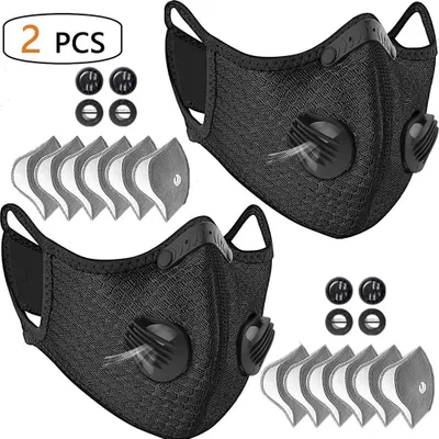 Produktbild von Staubmaske Fahrradmaske Sport Maske Atemmaske Luftfiltermaske mit 12 Filter für Fahrrad