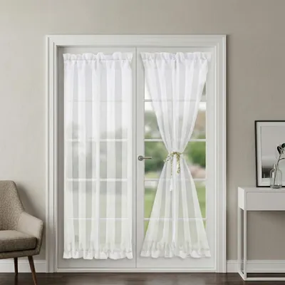 Produktbild von Türvorhang Voile Vorhang Transparente Gardinen Stangentaschen, 2 Stück, Weiß, B64xH102cm