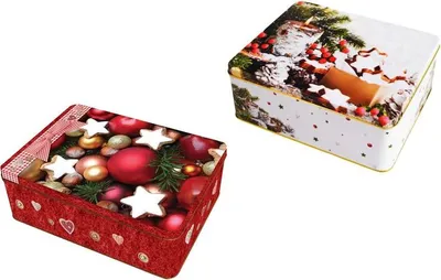 Image de Boîte en fer blanc 23x16x8cm BOX3, 2 étages, Noël
