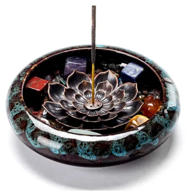 Produktbild von Lotus-Räucherstäbchenhalter mit Chakrasteinen