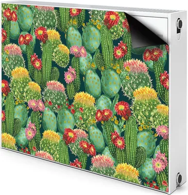 Produktbild von Magnet Heizkörper-Abdeckung Verkleidung Abdeckung Heizkörperabdeckung 80x60 cm  - Blühen, Kakteen