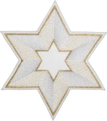 Produktbild von Deckchen "Stern" 20 cm ecru-silber-gold