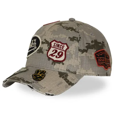 Obrázok produktu pre Čiapka Von Dutch Originals s 5 panelmi a zapínaním na patentku, CAMO PATCH, farba VD Sand