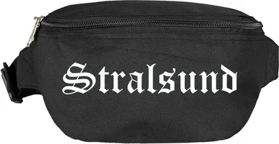 Produktbild von Stralsund Bauchtasche - Altdeutsch bedruckt - Gürteltasche Hipbag Schwarz