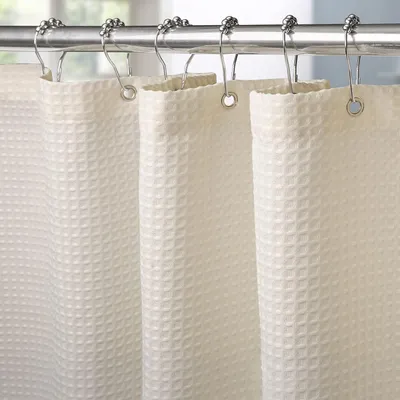 Produktbild von Duschvorhang Waffelstoff mit Metallringen 275 x 182 cm Creme