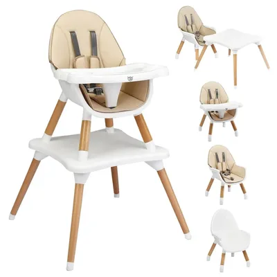 Produktbild von 4-in-1 Baby-Hochstuhl - Hochstuhl/Sitzerhöhung - Höhenverstellbar - Umbaubar - Kunststoff - Für 1–2 Jahre - Dunkelkhaki