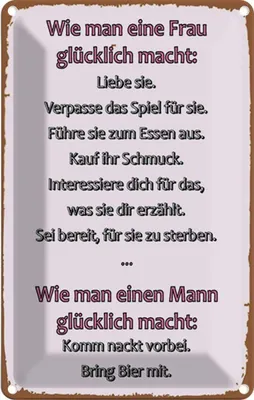 Produktbild von vianmo Blechschild 18x12 cm Wie man Frau glücklich macht Spruch Zitat