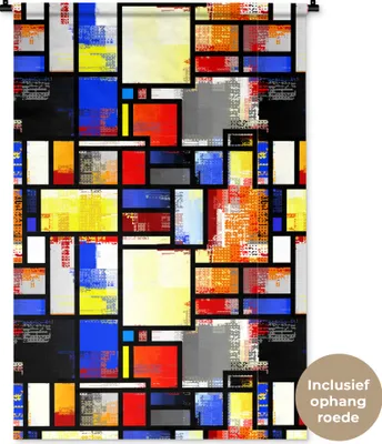 Produktbild von MuchoWow® Wandteppich Wandbehang Malerei - Mondrian - Alte Meister 90x135 cm Tapisserie Dekoration Wandtuch - Baumwolle - Wandskulptur