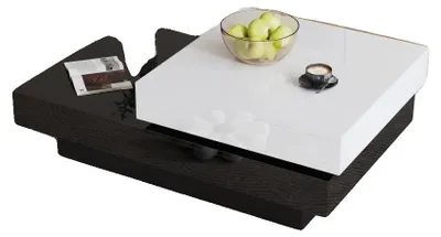 Produktbild von Kaffeetisch, 360° drehbare Tischplatte, 30 kg Tragfähigkeit, weiß + schwarz