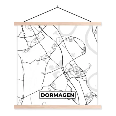 Produktbild von MuchoWow® Textilposter Dormagen - Stadtplan - Straßenkarte 120x120 cm mit holzfarbenen Rahmen - Textil-Poster