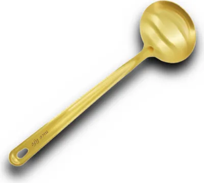 Produktbild von HOOZ Suppenkelle aus hochwertigem Edelstahl, spülmaschinenfestes Küchen Zubehör, Löffelkelle ist perfekt zum Suppen und Eintöpfe (34 x 9,5 cm) (Gold)