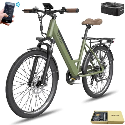 Produktbild von E-Bike MTB, Pannensichere Reifen 26 Zoll, Rostfreie Aluminiumlegierung Wasserdicht IP54, Bis zu 90 - 110 km mit 7 Gang und App, Grün